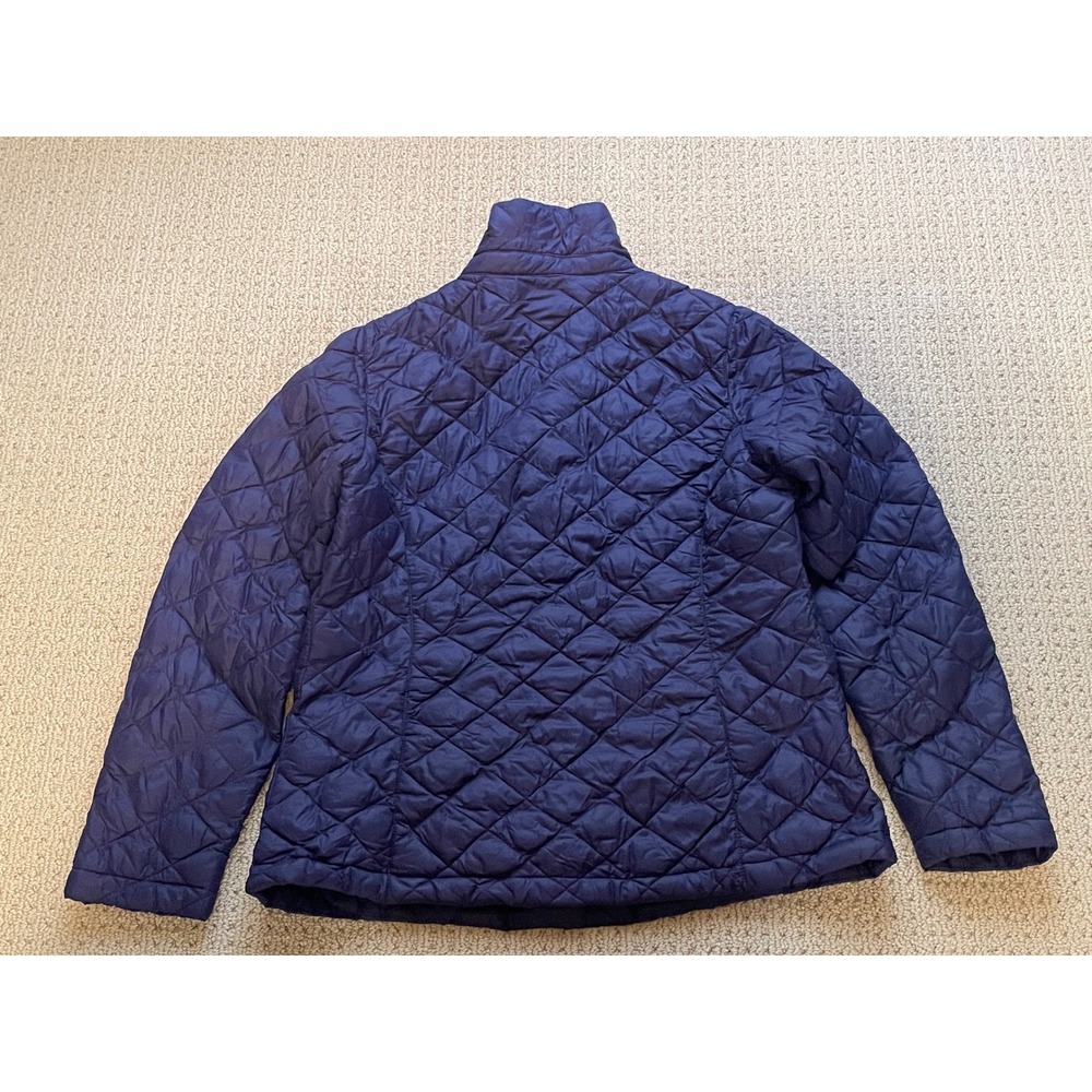 LL Bean Womens Quilted Puffer Jacket Blue Diamond Stitch Snap Front L 291772 - Picture 2 of 6